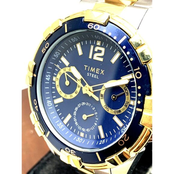 Timex Men's Watch TW2T50700 Quartz Blue Dial Two Tone Stainless Steel 44mm - Picture 1 of 13